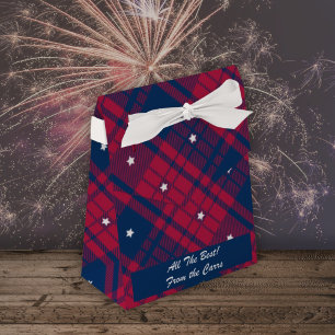 Tartan - Patriotic - Red Blue White Stars - Tent Favor Boxes