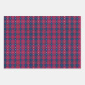 Tartan - Patriotic - Red Blue White Stars Wrapping Paper Sheets (Front 3)