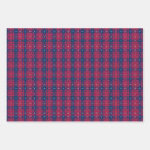 Tartan - Patriotic - Red Blue White Stars Wrapping Paper Sheets (Front)