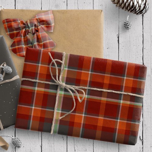 Tartan Pattern11 Paprika and Stone Gray ID210 Wrapping Paper