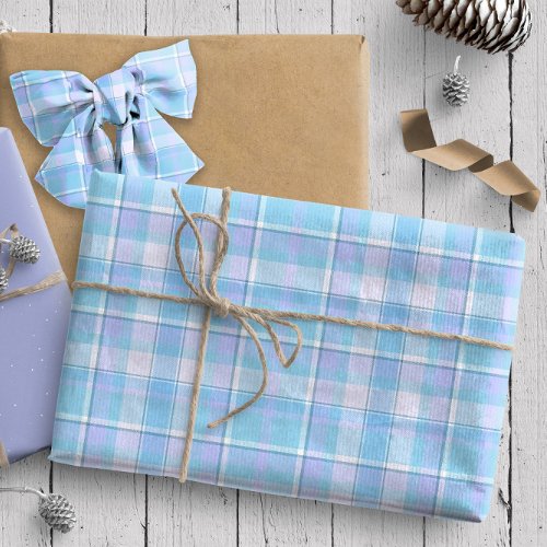 Tartan Pattern12 Sky Blue ID210 Wrapping Paper