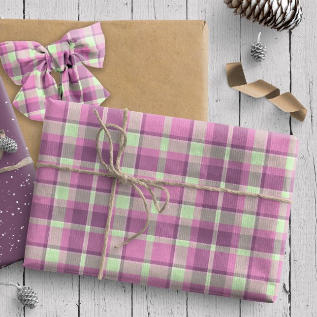 Tartan Pattern1 Plum and Soft Green ID210 Wrapping Paper (Creator Uploaded)