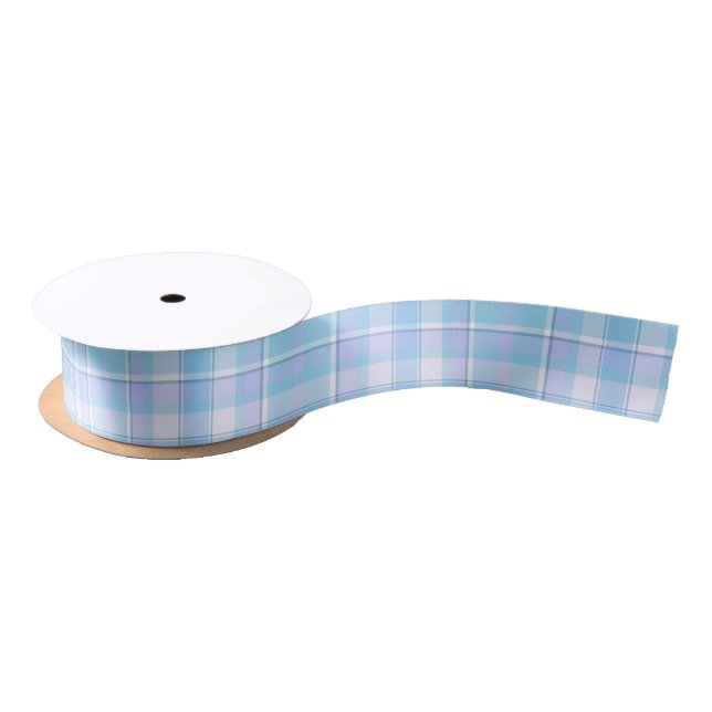 Tartan Pattern Blue and White ID210 Satin Ribbon (Spool)