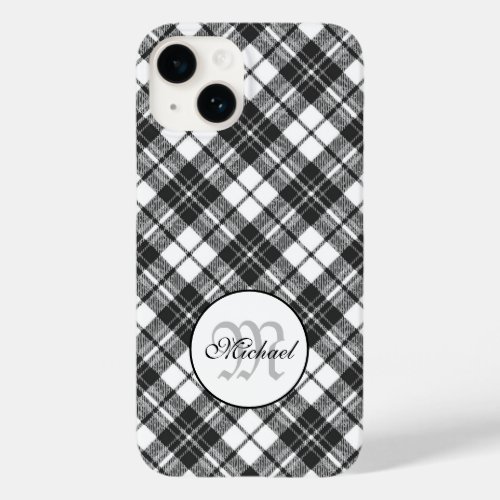 Tartan pattern Christmas black white Monogram Case_Mate iPhone 14 Case