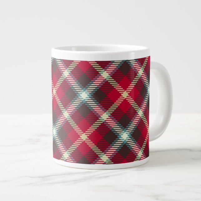 Tartan Pattern Christmas Plaid 20oz Coffee Giant Coffee Mug (Front Right)