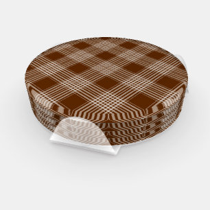 Tartan Pattern Fabric Round Coaster Set