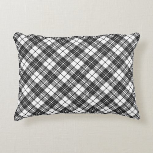 Tartan pattern holidays Christmas black white Accent Pillow