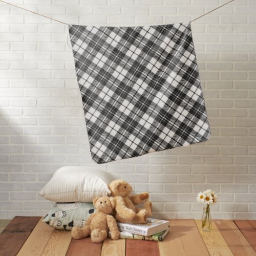 Tartan pattern holidays Christmas black white Baby Blanket