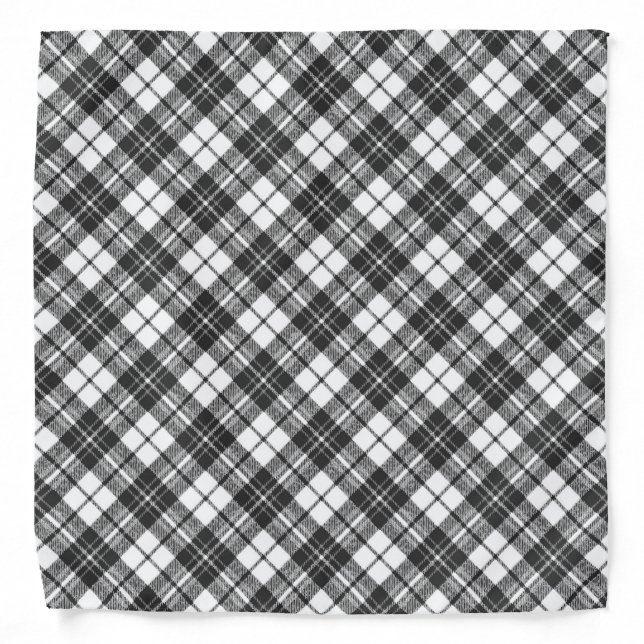 Tartan pattern holidays Christmas black white Bandana (Front)