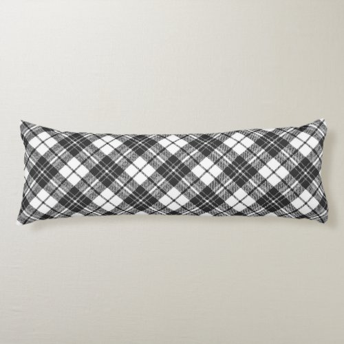 Tartan pattern holidays Christmas black white Body Pillow