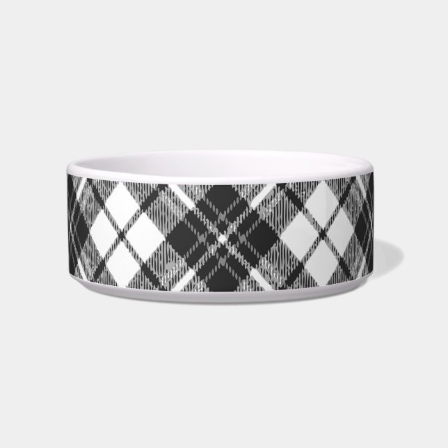 Tartan pattern holidays Christmas black white Bowl (Front)