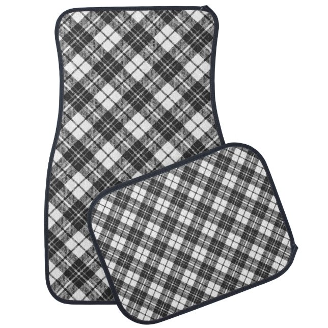 Tartan pattern holidays Christmas black white Car Floor Mat (Set)