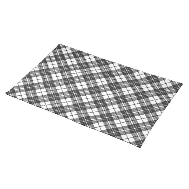 Tartan pattern holidays Christmas black white Cloth Placemat (On Table)