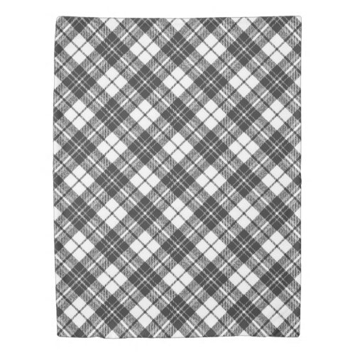 Tartan pattern holidays Christmas black white Duvet Cover