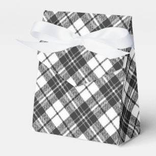 Tartan pattern holidays Christmas black white Favor Boxes