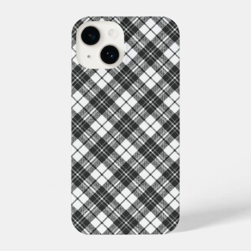 Tartan pattern holidays Christmas black white iPhone 14 Case