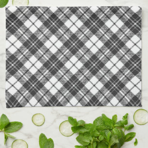 Tartan pattern holidays Christmas black white Kitchen Towel