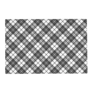 Tartan pattern holidays Christmas black white Placemat
