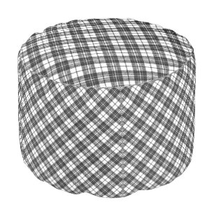 Tartan pattern holidays Christmas black white Pouf