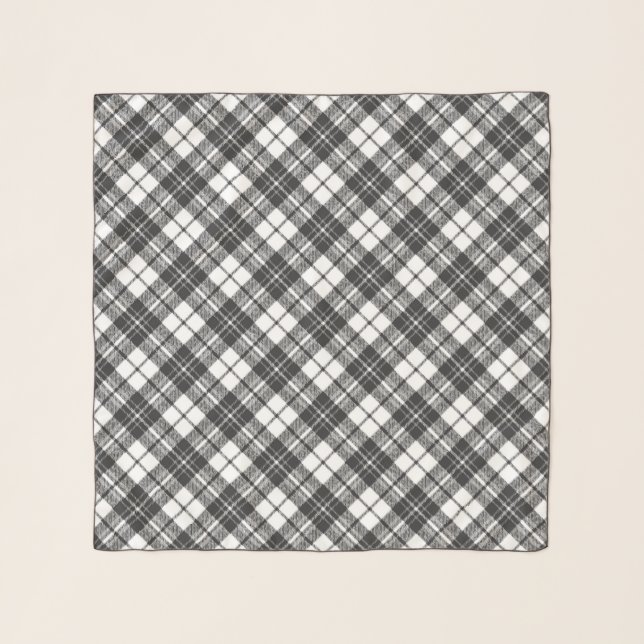 Tartan pattern holidays Christmas black white Scarf (Front)