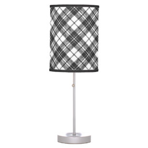 Tartan pattern holidays Christmas black white Table Lamp