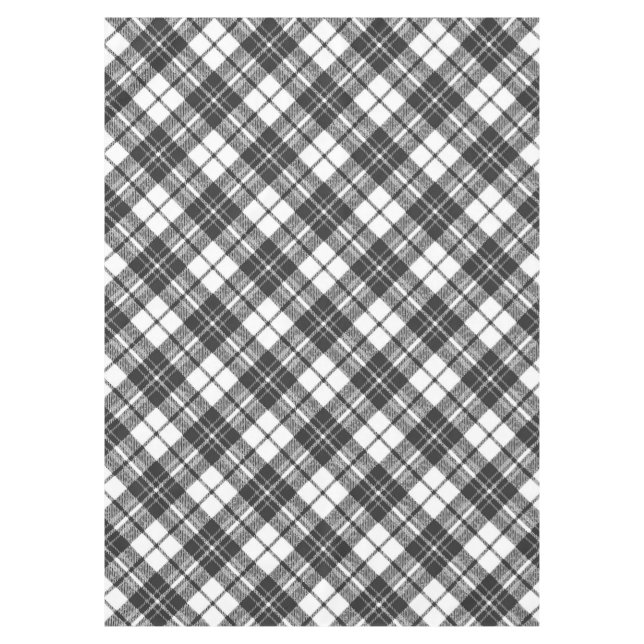 Tartan pattern holidays Christmas black white Tablecloth (Front)