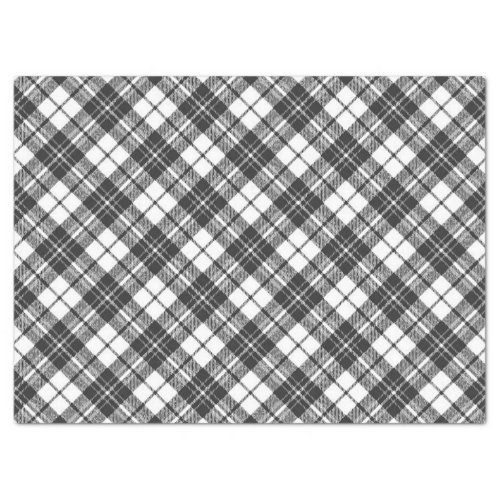 Tartan pattern holidays Christmas black white Tissue Paper