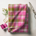 Tartan Pattern Hot Pink and Olive ID210 Fabric