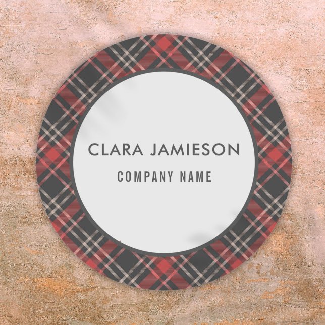 Tartan Pattern Plaid Business Company Name Classic Round Sticker (Tartan Pattern Plaid Business Company Name Classic Round Sticker)