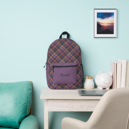 Tartan Pattern Printed Backpack