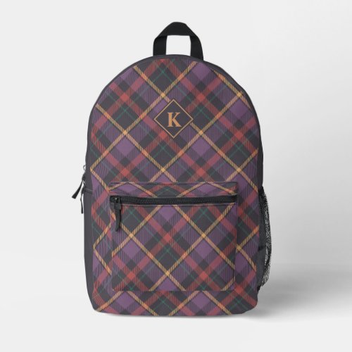 Tartan Pattern Printed Backpack