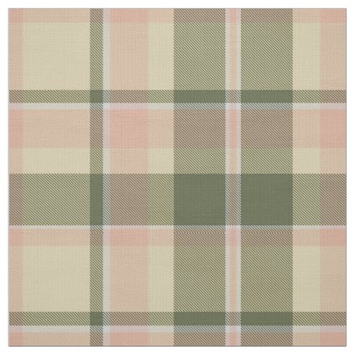 Tartan Pattern Soft Sage and Rose Pink ID210 Fabric