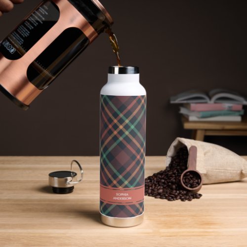 Tartan Pattern Water Bottle