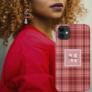 Tartan - Pink Red and Cement White iPhone 11 Case