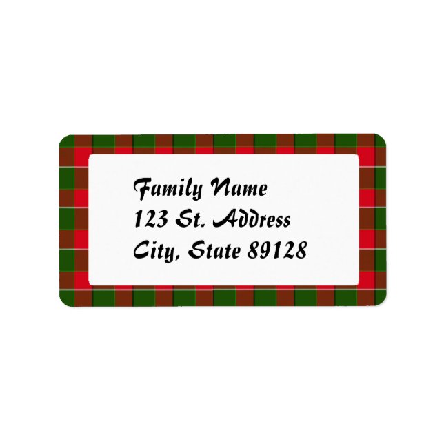 Tartan Plaid (1) Christmas Background Label (Front)