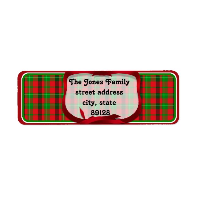 Tartan Plaid (2) Christmas Background Label (Front)