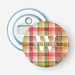 Tartan Plaid Basics Monogram event party wedding Bottle Opener
