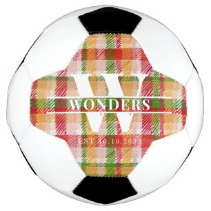 Tartan Plaid Basics Name Monogram Soccer Ball