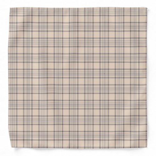 Tartan Plaid Beige Brown  White No 47 Bandana