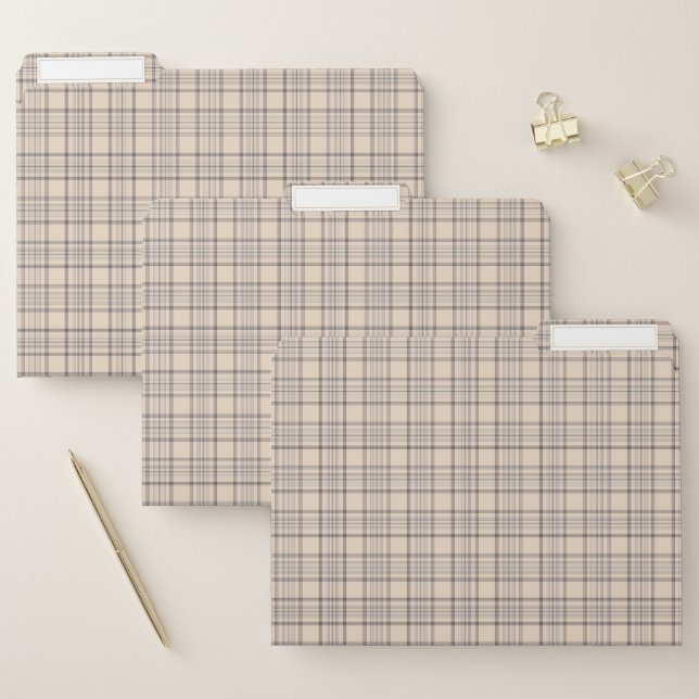 Tartan Plaid Beige, Brown & White No. 47 File Folder (Set)