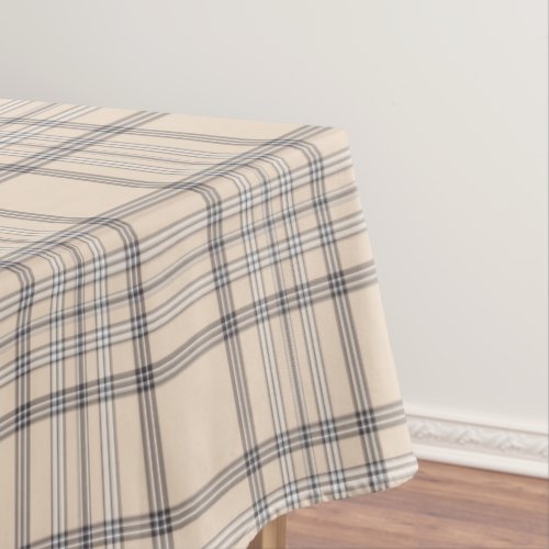 Tartan Plaid Beige Brown  White No 47 Tablecloth