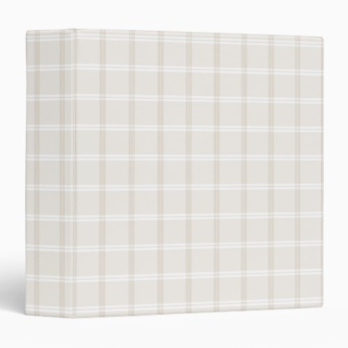 Tartan Plaid Beige  White No 49 3 Ring Binder