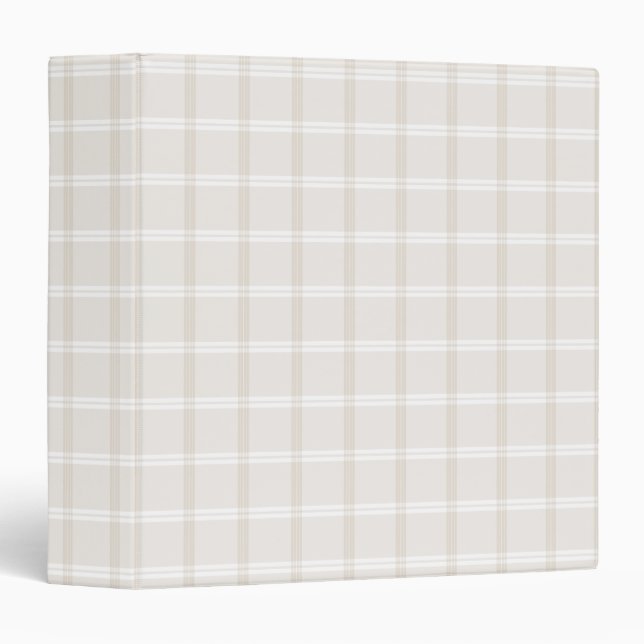 Tartan Plaid Beige & White No. 49 3 Ring Binder (Front/Spine)