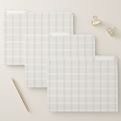 Tartan Plaid Beige  White No 49 File Folder