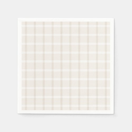 Tartan Plaid Beige  White No 49 Napkins