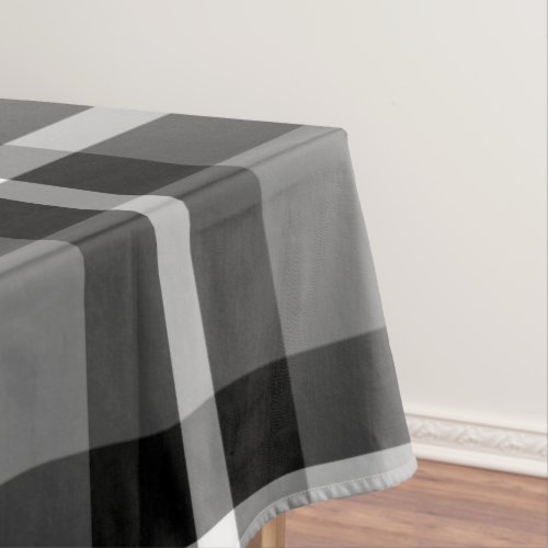 Tartan Plaid Black Grey  White No 48 Tablecloth