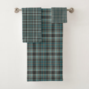 Tartan Plaid Blue, Black & Brown No. 58 Bath Towel Set
