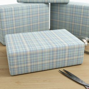 Tartan Plaid Blue Figarations Wrapping Paper