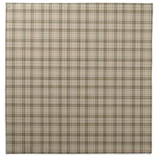 Tartan Plaid Brown Beige  Green No 59 Cloth Napkin