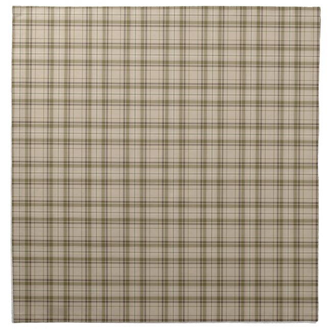 Tartan Plaid Brown, Beige & Green No. 59 Cloth Napkin (Front)